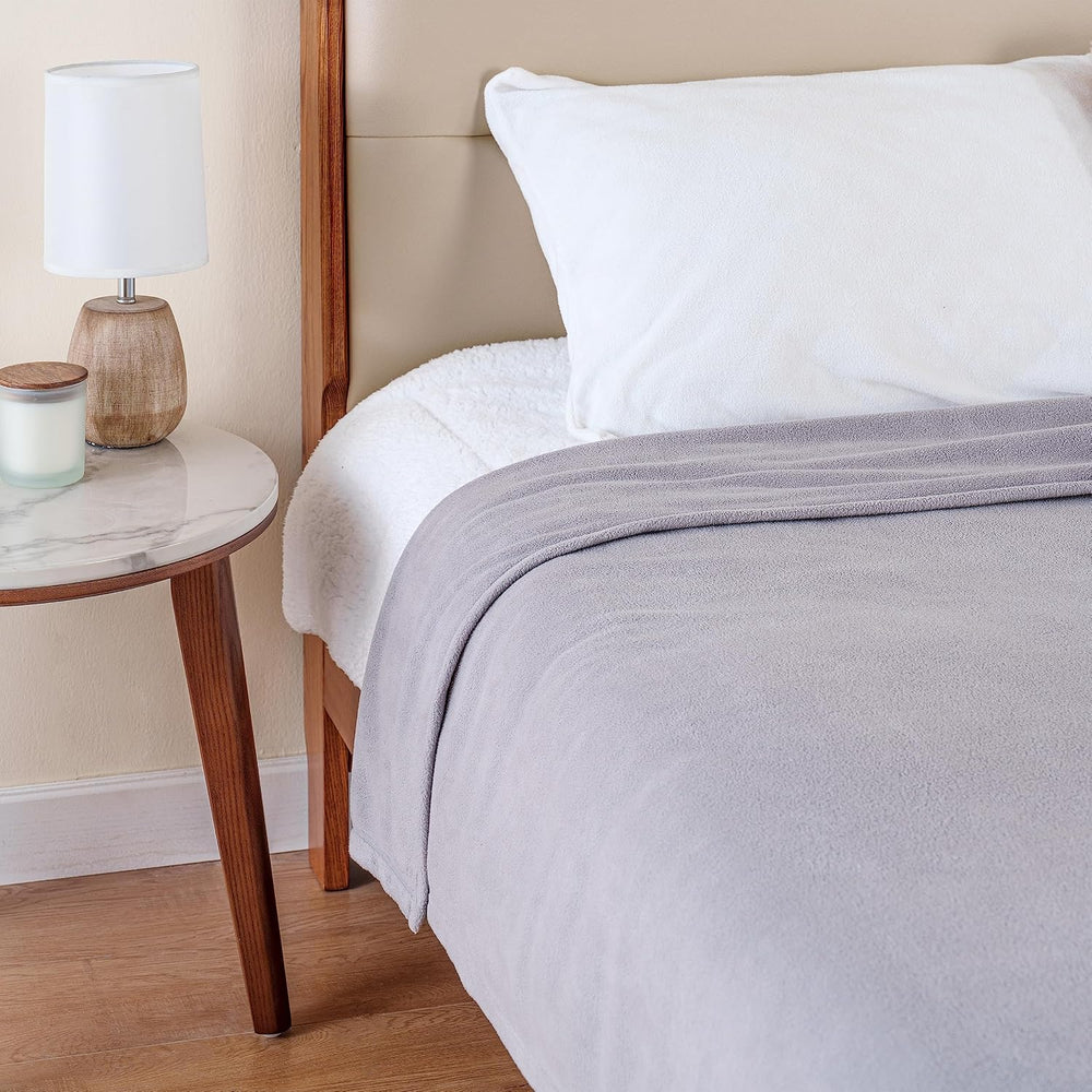 Berkshire Blanket Microfleece Queen Size Bed Blanket Chateau Gray,Lightweight...