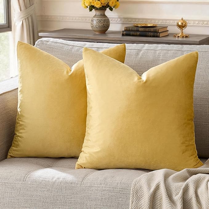 GIGIZAZA Decorative Throw Pillow Covers 16x16, Velvet Sofa Boho Cushion Pillows by GIGIZAZAFocusingonhomedecoration