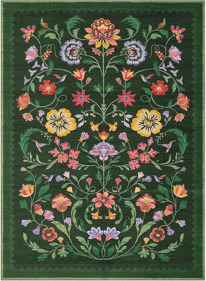 Washable Rug 8x10 Area Rugs for Living Room, Protea Floral Rug for Bedroom - Image 4