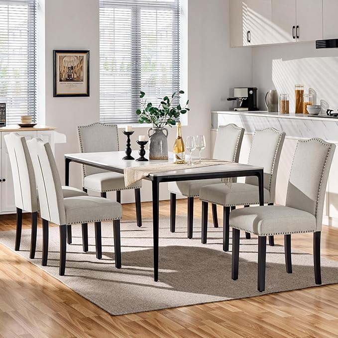 Yaheetech Dining Chairs Set of 2 Modern Kitchen Chairs with Fabric Upholstere...