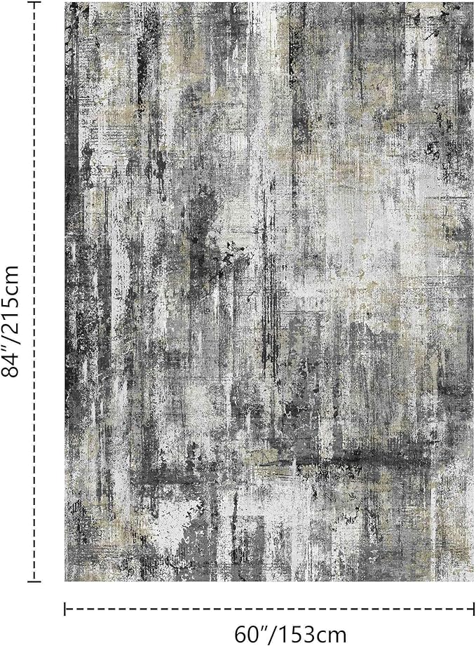Latte&Fog 5x7 Area Rugs for Living Room Bedroom, Boho Non Slip Low Pile Carpet - Image 2