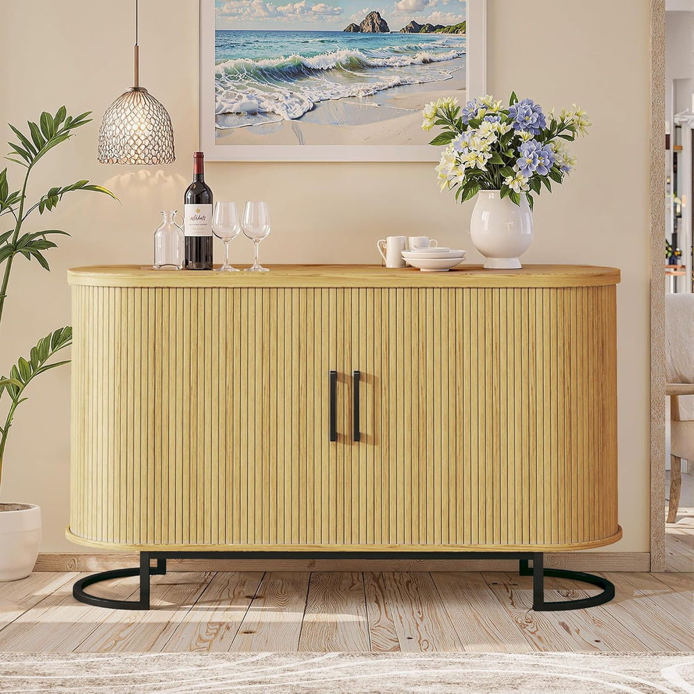 HUAHUU Sideboard Buffet Cabinet with Storage, 47.2" Fluted Storage Cabin...
