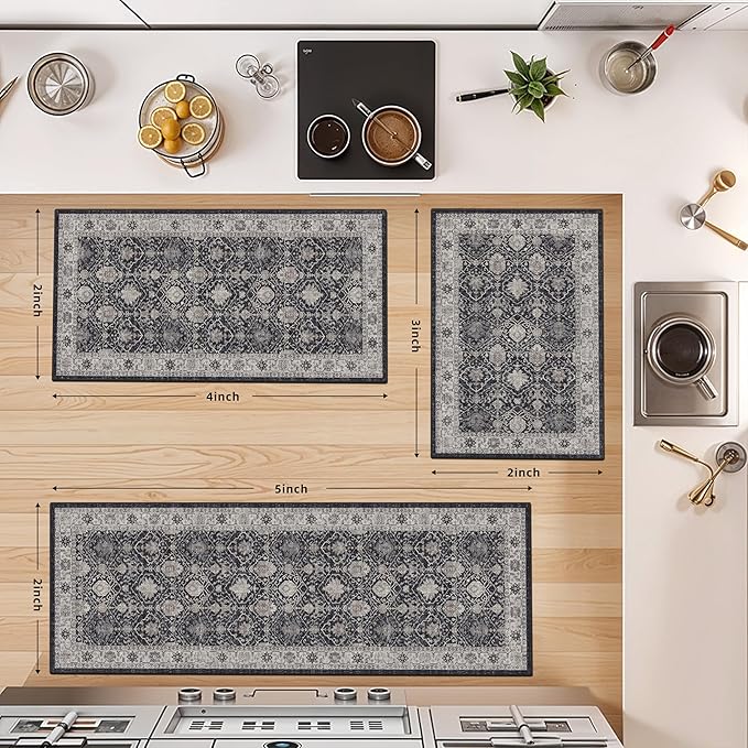 Washable 4-Piece Kitchen Floor Mats: Farmhouse Non-Slip Kitchen Sink Rug Easy - Image 4
