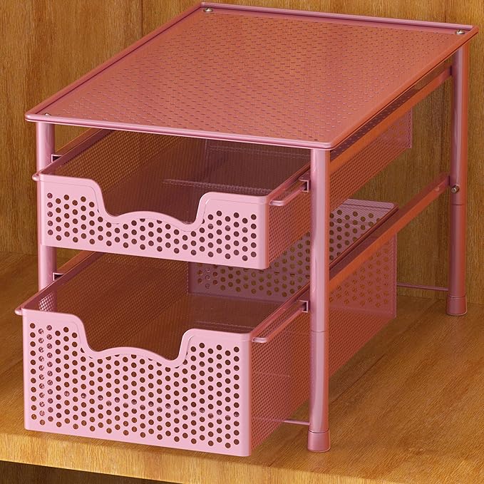 Simple Houseware Stackable 2 Tier Sliding Basket Organizer Drawer