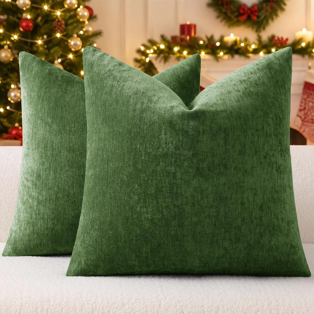 decorUhome Christmas Moss Green Throw Pillow Covers 24X24 Set of 2