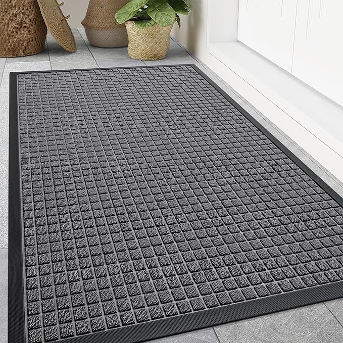 Smiry Front Door Mat Outside Entrance, Heavy Duty Natural Rubber Doormat by Smiry