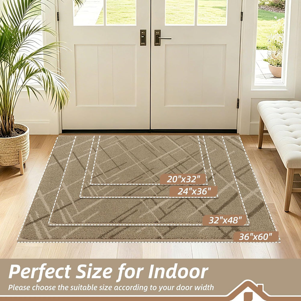 BEQHAUSE Door Mat 32" x 48", Non Slip Entryway Rugs Washable, Beige