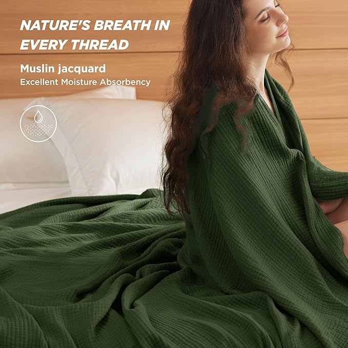 Bedsure 100% Cotton Muslin Throw Blanket Twin XL - Image 2