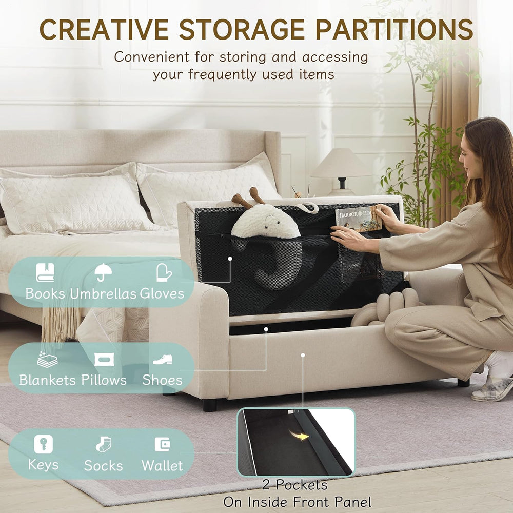 Ottoman with Storage, Tufted Storage Bench for Bedroom, 48" Fabrics End ...