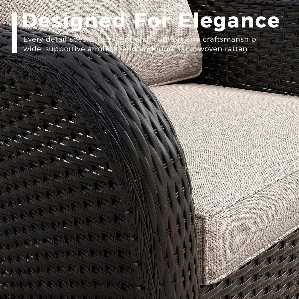 3 Seater Outdoor Patio Couch with Handwoven PE Wicker