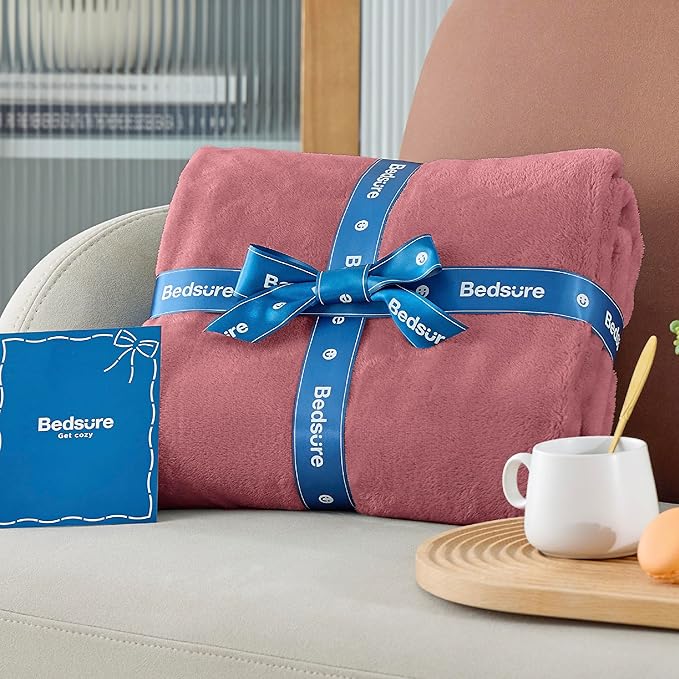 Bedsure GentleSoft Fleece Bed Blankets Queen Size Dusty Rose - Image 7
