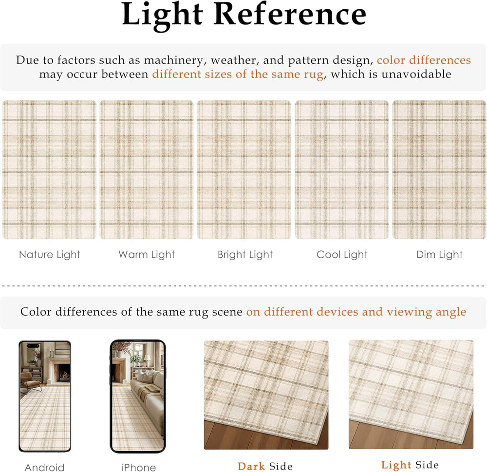 2x6 Beige Plaid Kitchen Runner Rug