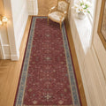 Dark Red 2'6''x10' Wide Hallway Runner Rug - 10ft Long Washable Non Slip Indoor by HazoHaus