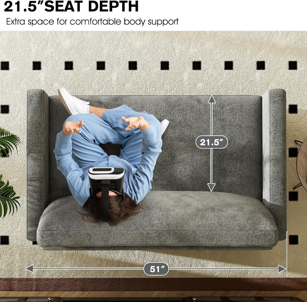 51" Loveseat Sleeper Sofa Bed, Chenille Convertible Floor Sofa Bed for S...