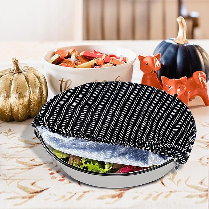 10Pcs Reusable Bowl Covers In 5 Size, Stretch Cloth Fabric Dish Cover Kitchen - Image 5