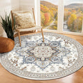 OPPODREAM Soft Round Rug 6ft, Neutral Washable Circle Rug 6ft by OPPODREAM