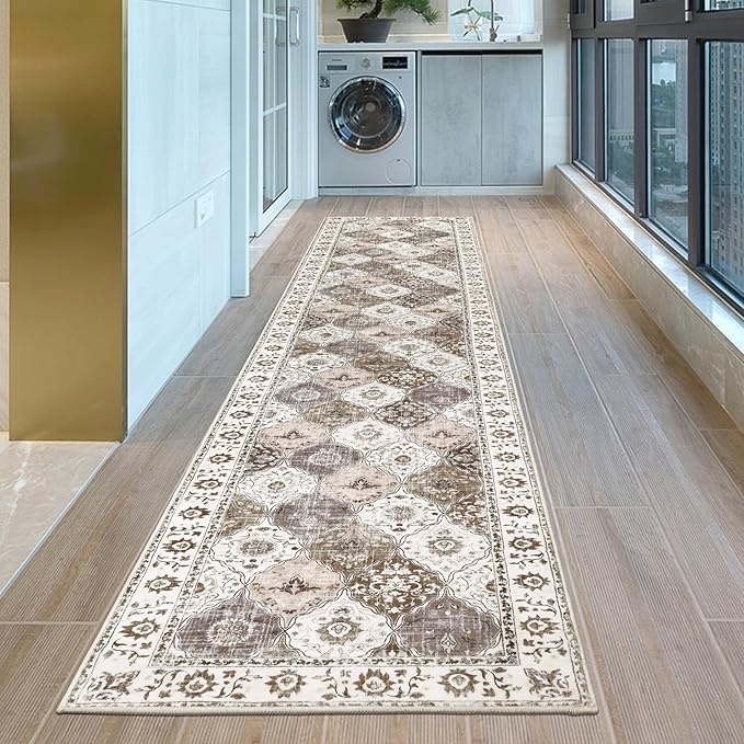 HEBE Hallway Runner Rug 2'x10' Washable Vintage Distressed Area Rugs Non Slip - Image 7