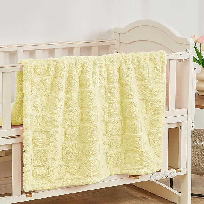Yurhap Fleece Baby Blanket Heart Checkered Blanket, Ultra Soft Cozy Baby - Image 2