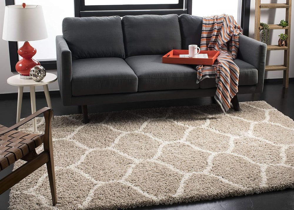 SAFAVIEH Hudson Shag Accent Rug 2x3, Plush Trellis Beige & Ivory SGH280S