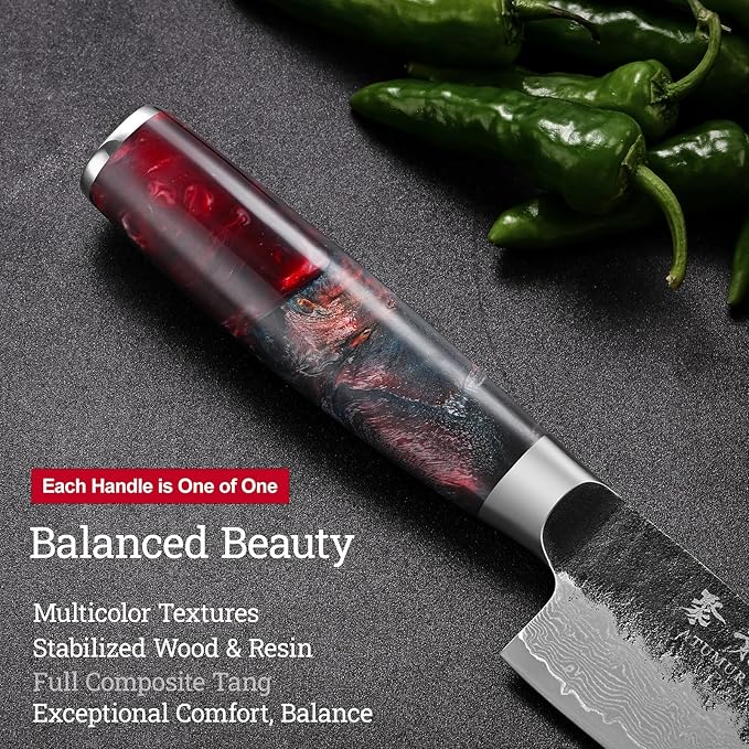 Japanese Chef Knife, 8 Inch VG10 Damascus Kitchen Knife, Professional Black - Image 4