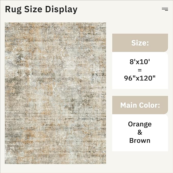 Abstract Rug 8x10 Large Living Room Rugs Neutral Modern Washable Area Rugs - Image 5