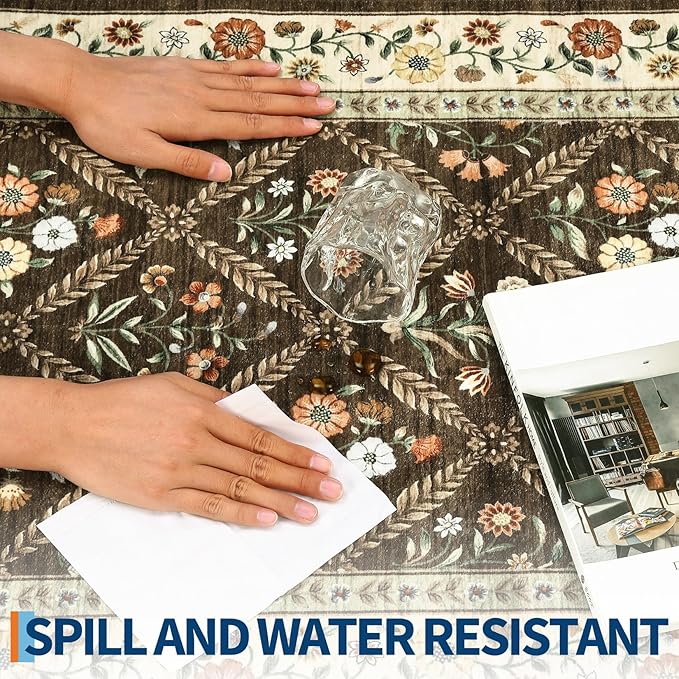 GarveeHome 8x10 Washable Large Living Room Rug Water Resistant Distressed - Image 6