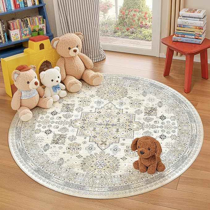 zesthome Washable Round Rug - 5ft Ultra-Thin Circle Area Rugs by Zesthome