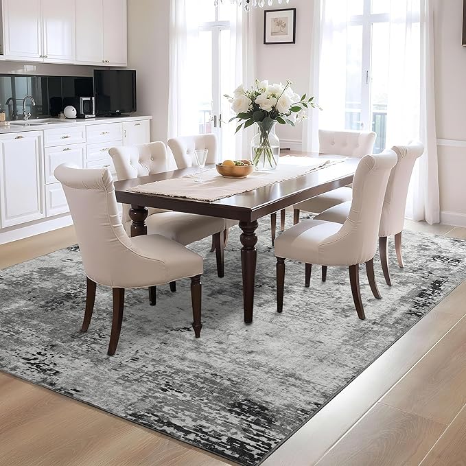 Ompaa Living Room Rug 5x8 Gray Area Rug Machine Washable Boho Rug Non Slip - Image 4