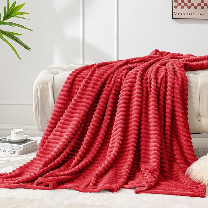 BEDELITE Fleece Blanket Twin Size – 3D Ribbed Jacquard Soft and Warm Decorative by BEDELITE