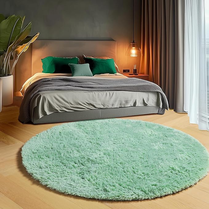 ONASAR Sage Green Round Area Rugs 6ft, Fluffy Soft Bedroom Circle Rug - Image 5