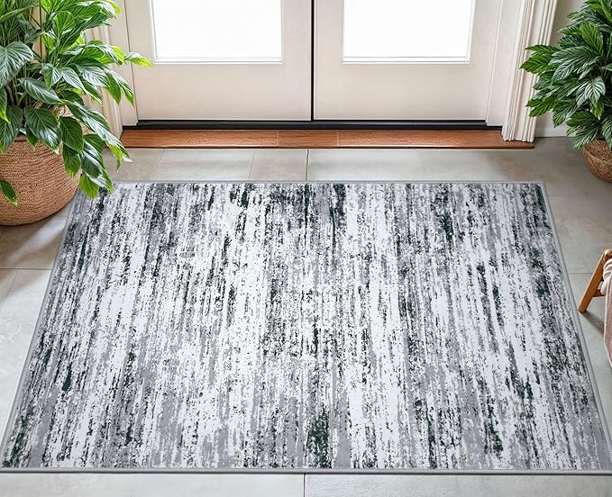 Lansny Modern Abstract Small Area Rug Indoor 3x5 Washable Rug Non-Slip Soft - Image 2