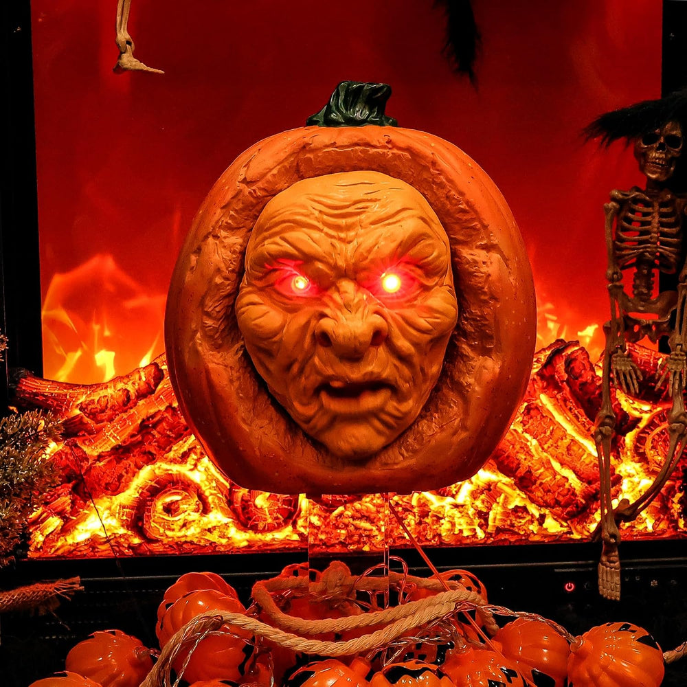 Scary Animated Pumpkin Decor for Halloween Haunted House‌ (Orange)