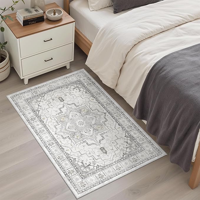 Madane Washable Area Rug 2x3, Small Entryway Rug Non-Slip Vintage Door Mat by Madane