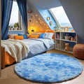 ONASAR Tie-Dye Blue Round Area Rug 4ft, Soft Bedroom Circle Rugs Floor Mats by ONASAR