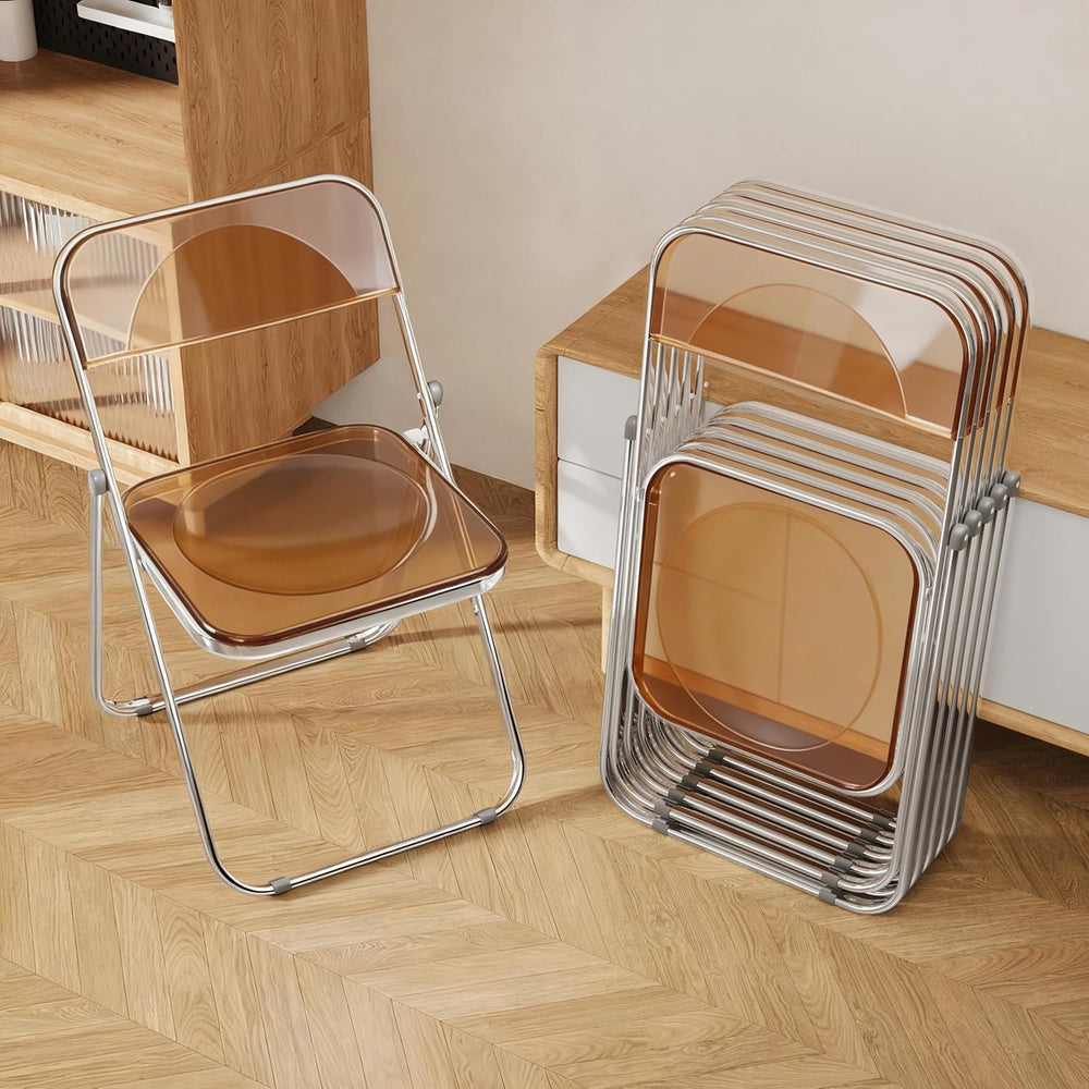 6 Pack Acrylic Folding Chair,Brown