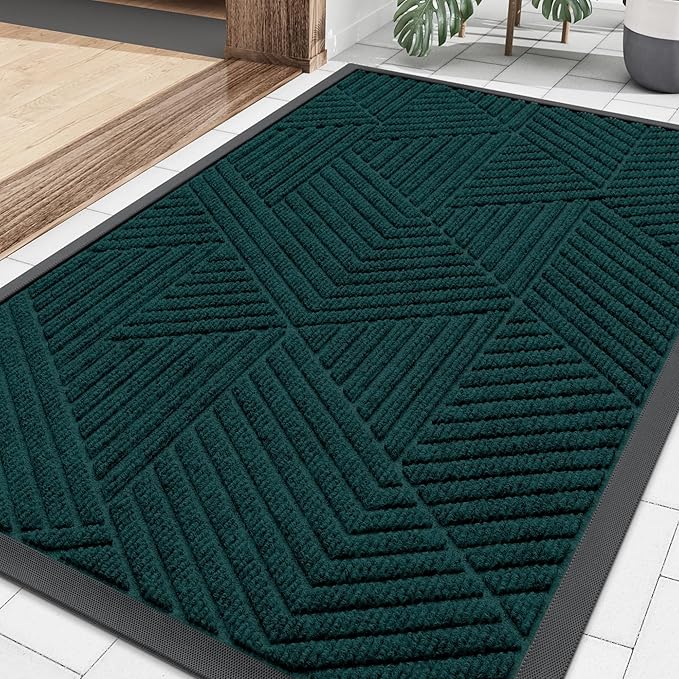 Smiry Front Door Mat Outside Entrance, Heavy Duty Sturdy Natural Rubber Doormat by Smiry