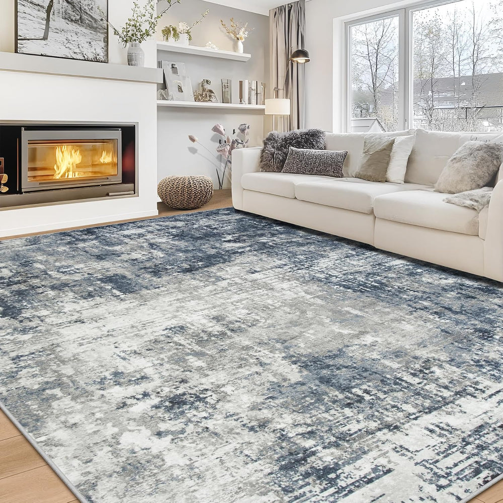 Aelenmu 10x14 Area Rugs for Living Room Dining Room Washable Blue Grey