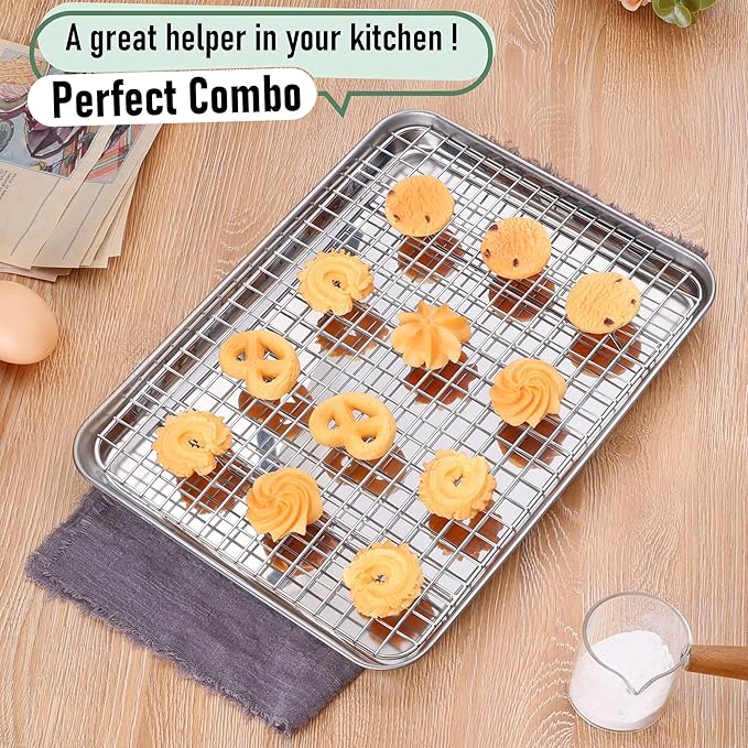 Homikit Baking Sheet with Wire Rack Set, Metal Bacon Cookie Trays Nonstick - Image 5