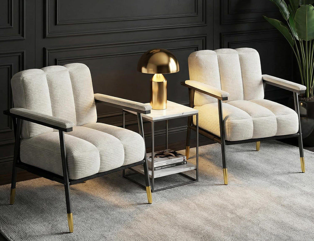 Homkdom Corduroy Accent Chair,Set of 2 Reading Chair for Living Room