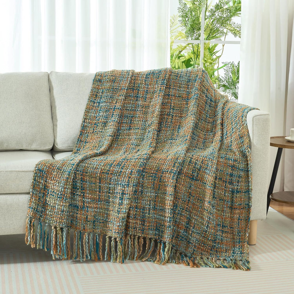 Multi-Color Cable Woven Throw Blanket for Couch - 50"X60"