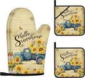 Sunflower Oven Mitts and Pot Holders Sets Vintage Floral Oven Gloves Heat by Kupenya