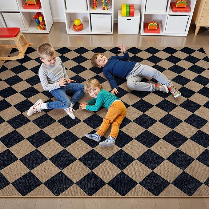 Lahome Colette Checkered Easy Jute Patio Rug, 6x9 Washable Indoor Outdoor Rug - Image 7