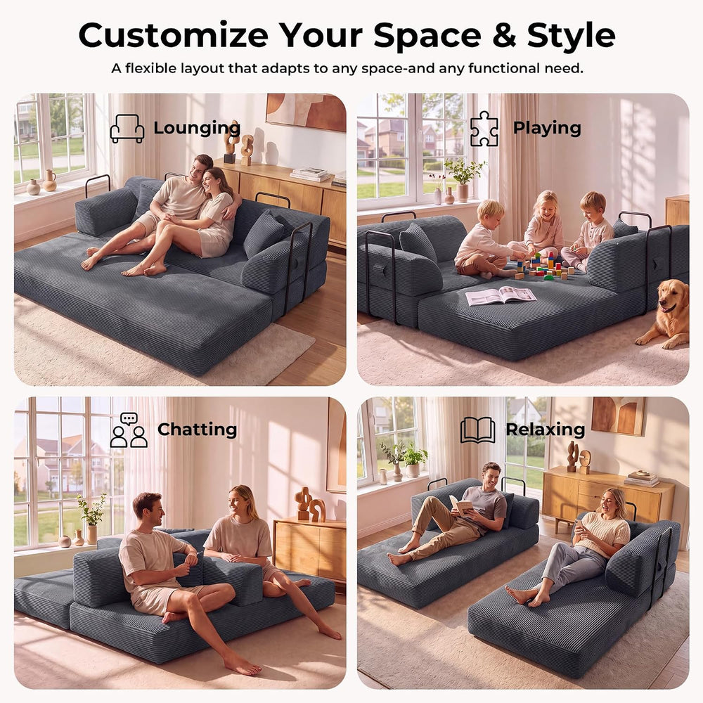 79'' Futon Sofa Bed, High‑Back Boneless Couches for Living Room