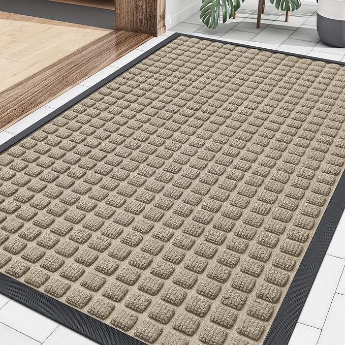 Smiry Front Door Mat Outside Entrance, Heavy Duty Natural Rubber Doormat by Smiry