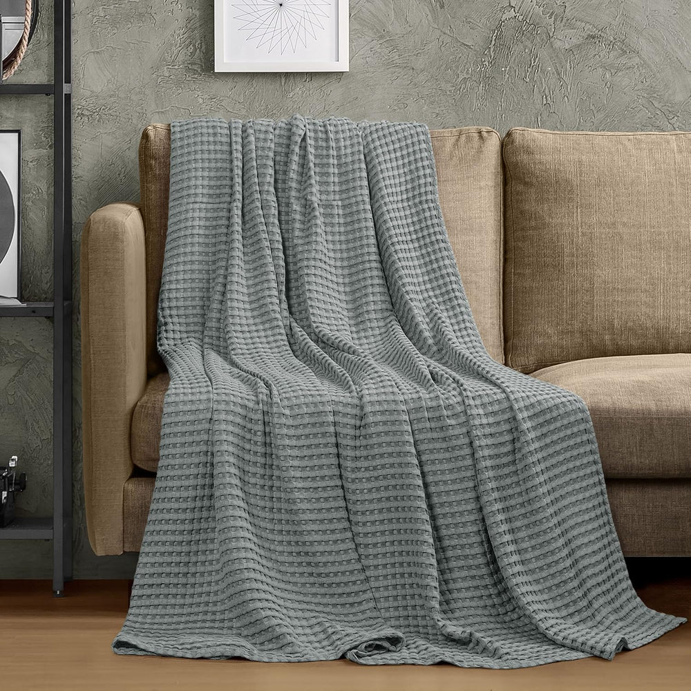 Utopia Bedding 100% Cotton Waffle Blanket King Size Cool Grey, 90x108 Inch