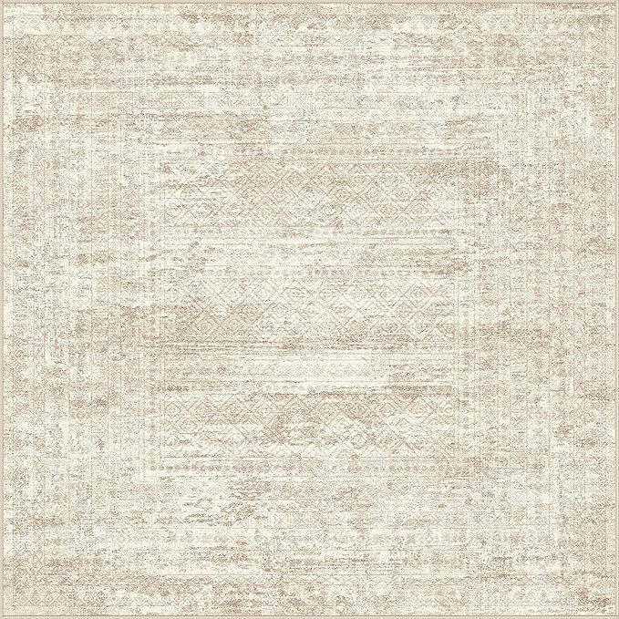 UERMEI Square Area Rugs : Washable 6x6 Neutral Modern Abstract Carpet - Image 9