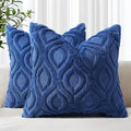decorUhome Throw Pillow Covers 18x18 Inch Set of 2, Soft Plush Faux Wool Dark by decorUhome