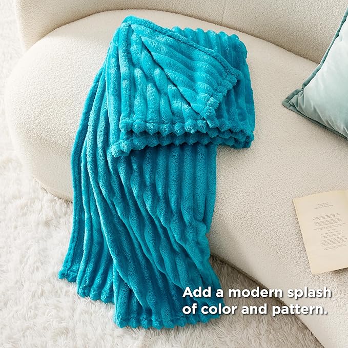 Bedsure Teal Fleece Blanket for Couch - Image 5