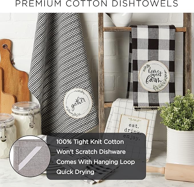 DII Home Sweet Farmhouse Kitchen Collection, Dishtowel Set - Image 7