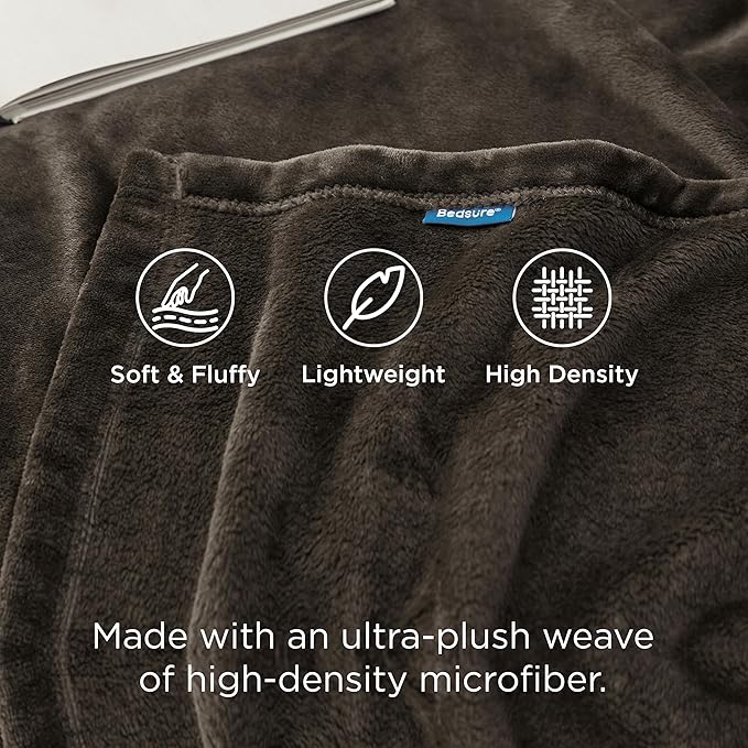 Bedsure GentleSoft Fleece Blanket Twin Size Brown - Image 3